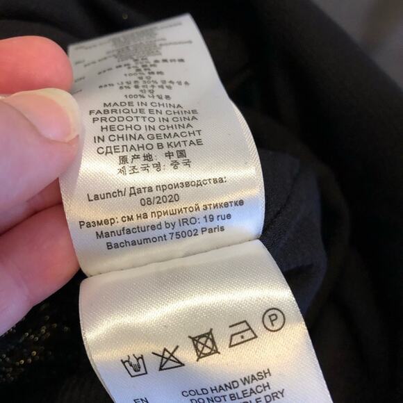 IRO Club black silver metallic asymmetrical neckline dress size 36 or Small NWT - Picture 12 of 14